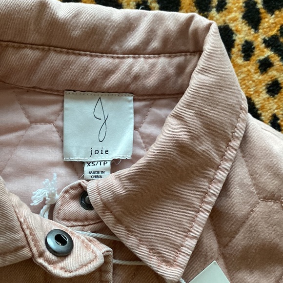 Joie {Anthro} NWT quilted snap closure collared jacket in dusty rose/tan XS - Picture 8 of 16